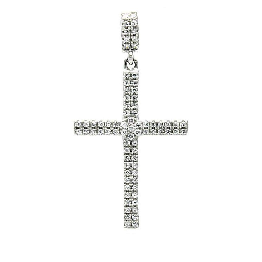 SURANO DESIGN JEWELRY Sterling Silver Cross Pendant w/Micro Pave Cubic Zirconia Stones