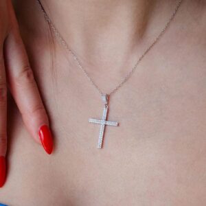 SURANO DESIGN JEWELRY Sterling Silver Cross Pendant w/Micro Pave Cubic Zirconia Stones