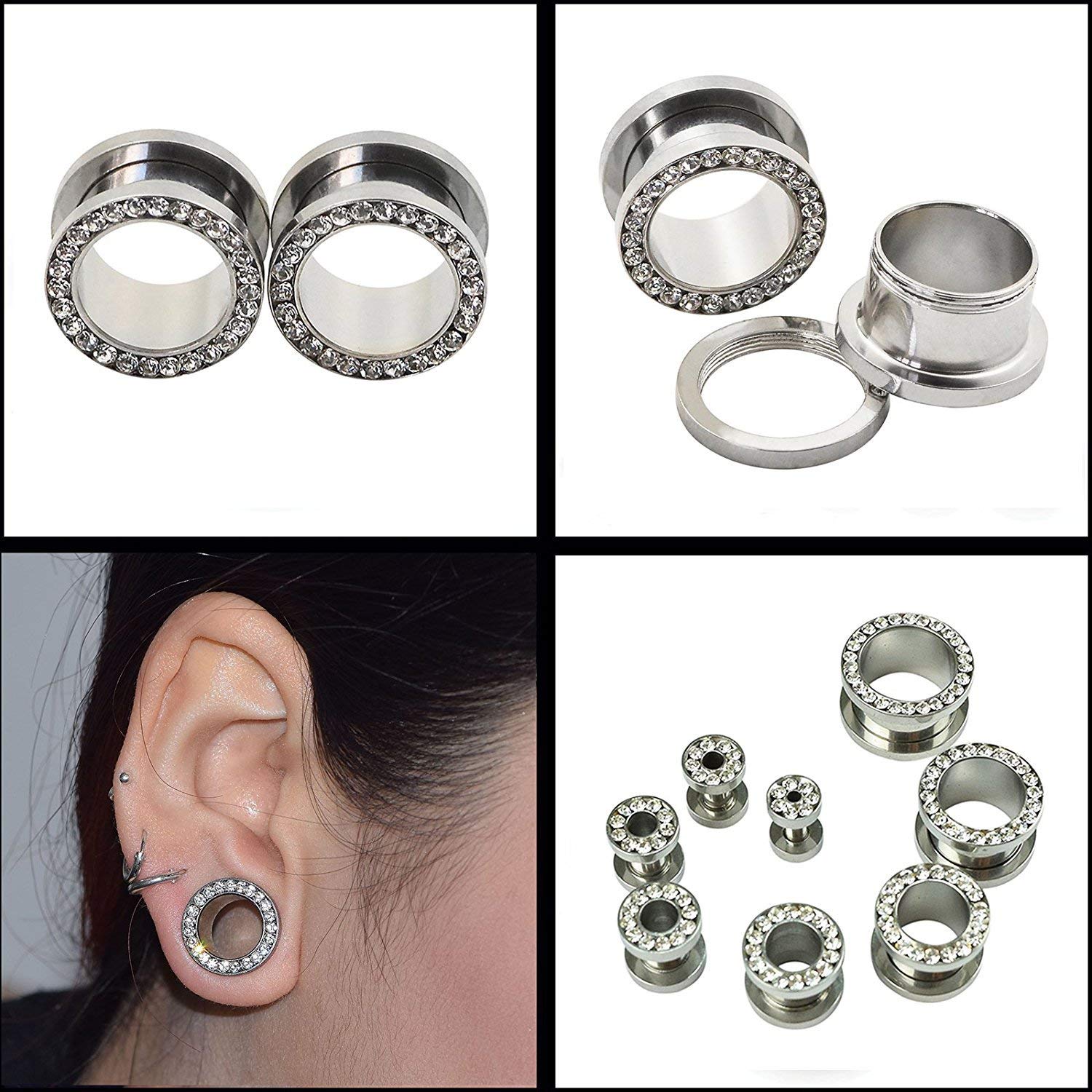 Crystal Ear Tunnels (7/8"(22mm))