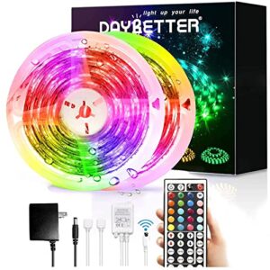 daybetter led strip lights waterproof, 32.8ft(2 rolls of 16.4ft) led tape lights color changing 300 leds light strips kit with 44 keys ir remote controller and 12v power supply for indoor outdoor use