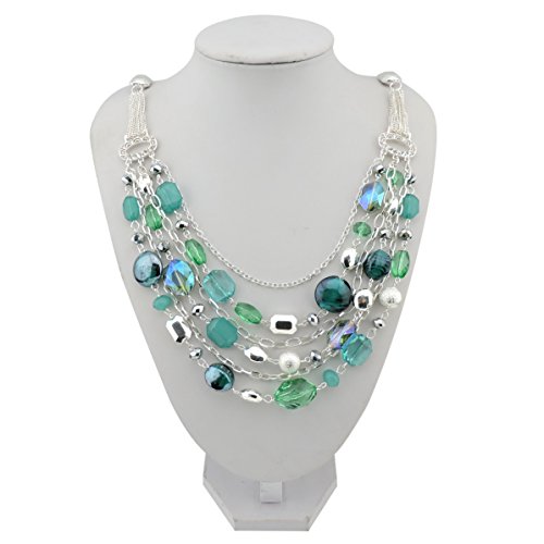 Bocar 4 PCS Newest Multi Layer Chain Crystal Colored Glaze Statement Women Strand Necklace (NK-10061-1 set)