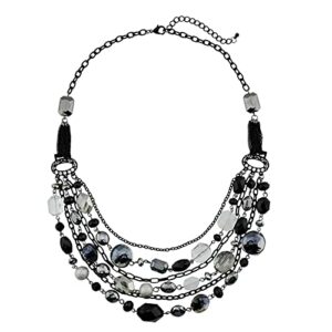 Bocar 4 PCS Newest Multi Layer Chain Crystal Colored Glaze Statement Women Strand Necklace (NK-10061-1 set)