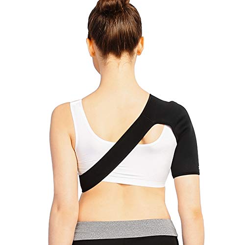 Yosoo Adjustable Shoulder Support Brace, Strap Sport Compression Women&Men Black US, Relief Shoulder Pain, Shoulder Compression Sleeve