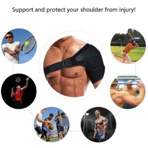 Yosoo Adjustable Shoulder Support Brace, Strap Sport Compression Women&Men Black US, Relief Shoulder Pain, Shoulder Compression Sleeve