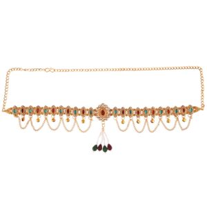 efulgenz indian kamarbandh for women antique gold jewelry multicolor indian bollywood crystal faux kundan pearl vintage waist belt belly chain kamarbandh bridal dangle tassel body jewelry