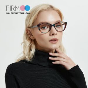 Firmoo Blue Light Blocking Computer Reading Glasses Vintage Cateye TR Plastic Pattern Glasses Frame for Women, for Contact Wearers(0.00)