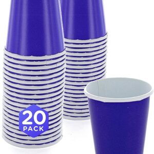 SparkSettings Disposable Paper Cups, 9 oz. Purple Paper Coffee Cups, Strong and Sturdy Coffee Disposable Cups for Party, Wedding, Thanksgiving Day, Christmas, Halloween Hot Cups, Pack of 20