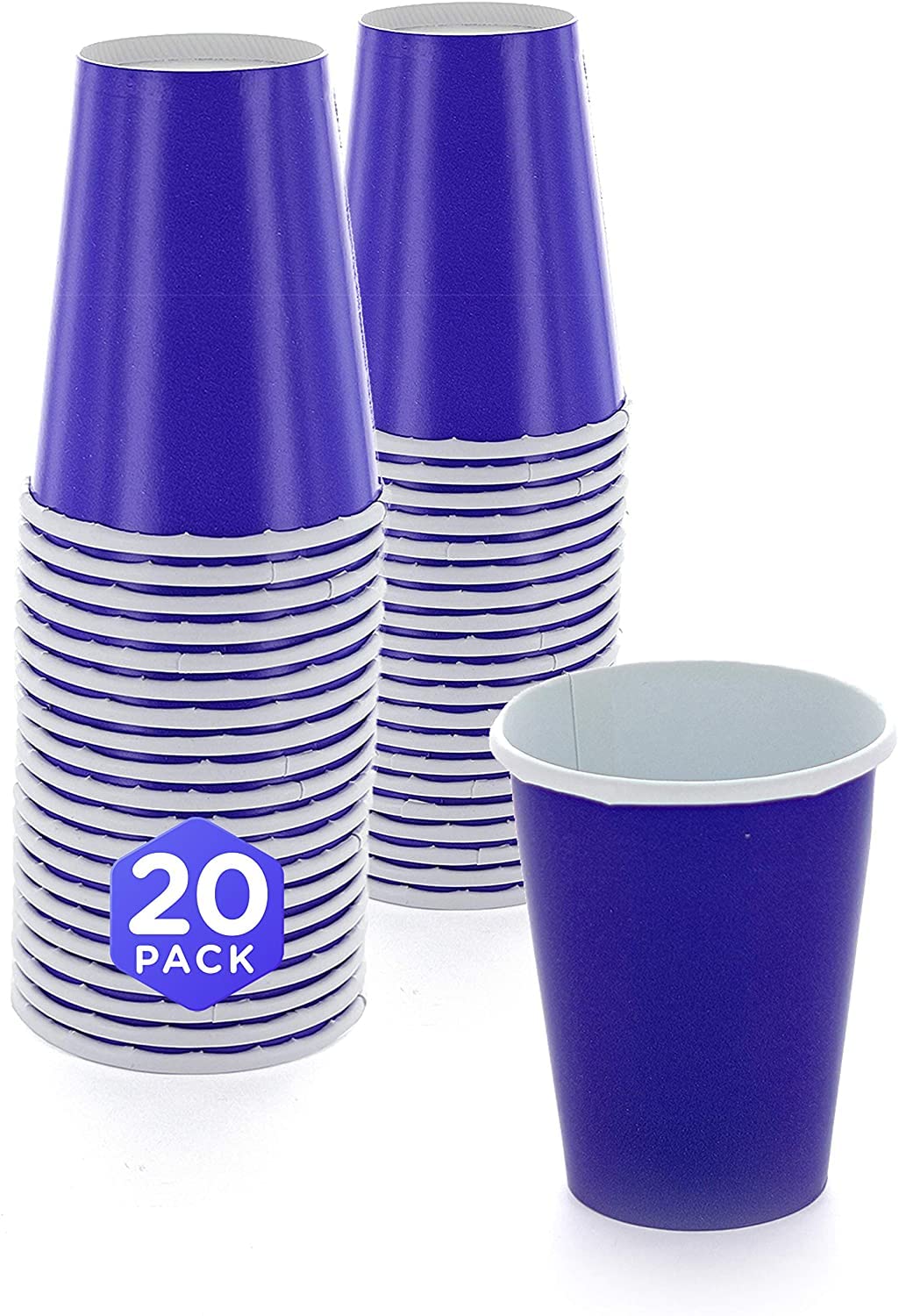 SparkSettings Disposable Paper Cups, 9 oz. Purple Paper Coffee Cups, Strong and Sturdy Coffee Disposable Cups for Party, Wedding, Thanksgiving Day, Christmas, Halloween Hot Cups, Pack of 20