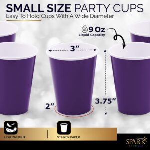 SparkSettings Disposable Paper Cups, 9 oz. Purple Paper Coffee Cups, Strong and Sturdy Coffee Disposable Cups for Party, Wedding, Thanksgiving Day, Christmas, Halloween Hot Cups, Pack of 20