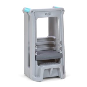 Simplay3 Toddler Tower Childrens Step Stool with Three Adjustable Heights, Kids Kitchen Helper, Made in USA, Gray