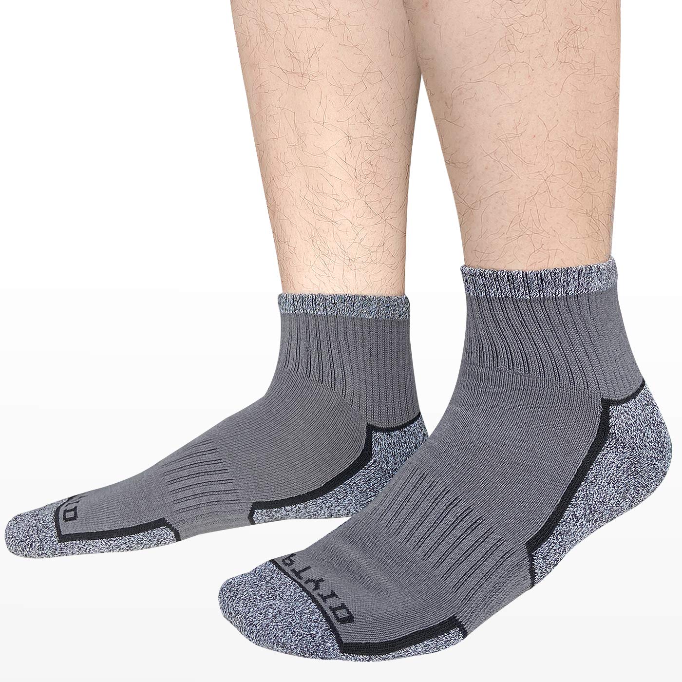 APTYID Men's Moisture Wicking Athletic Ankle Socks, Size 9-12, Carbon Grey, 6 Pairs