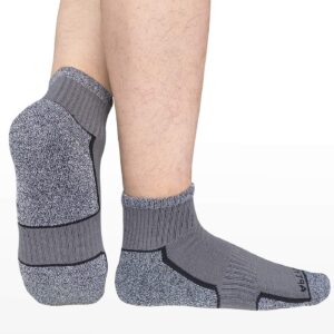 APTYID Men's Moisture Wicking Athletic Ankle Socks, Size 9-12, Carbon Grey, 6 Pairs