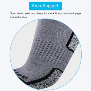 APTYID Men's Moisture Wicking Athletic Ankle Socks, Size 9-12, Carbon Grey, 6 Pairs