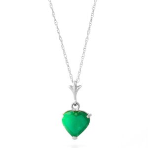 Galaxy Gold GG 14k 18" Solid White Gold Necklace with Natural 1.20ct Emerald Heart Pendant