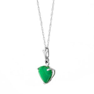 Galaxy Gold GG 14k 18" Solid White Gold Necklace with Natural 1.20ct Emerald Heart Pendant