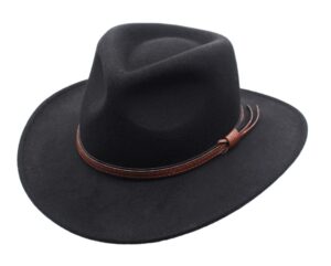 mens+outback+wool+cowboy+hat+bozeman+black+crushable+western+by+silver+canyon