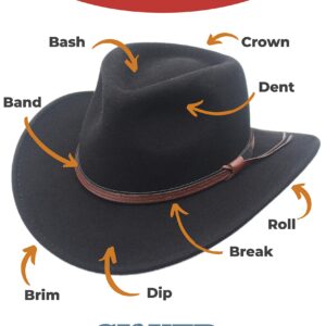 Mens+Outback+Wool+Cowboy+Hat+Bozeman+Black+Crushable+Western+by+Silver+Canyon