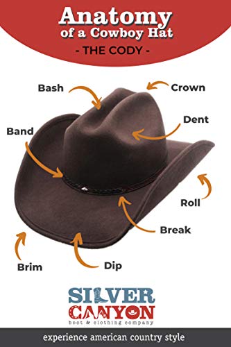 Mens+Wool+Cowboy+Hat+Cody+Brown+Shapeable+Western+Felt+Hats+By+Silver+Canyon