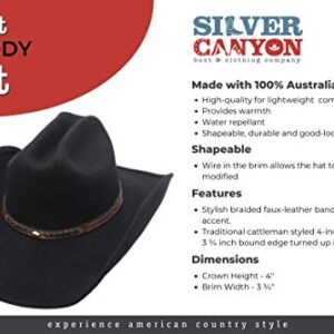 Mens+Wool+Cowboy+Hat+Cody+Brown+Shapeable+Western+Felt+Hats+By+Silver+Canyon