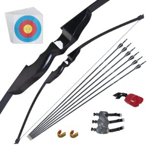 D&Q 35lbs Recurve Bow and Arrows Set for Adults Beginner, Archery Bow Set Right Handed, Longbow for Outdoor Training Practice Target Game