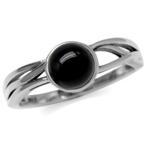 Silvershake 6mm Genuine Round Shape Black Onyx 925 Sterling Silver Solitaire Ring Size 8