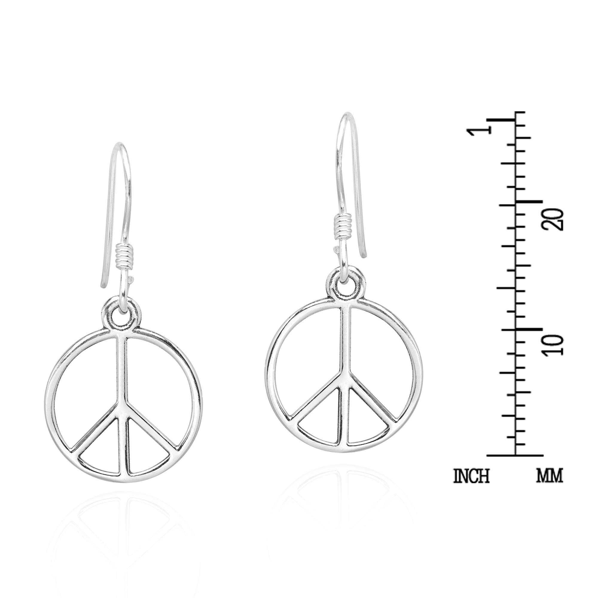 AeraVida 925 Sterling Silver Peace Symbol Dangle Earrings | Minimalist Fashion Earrings for Women