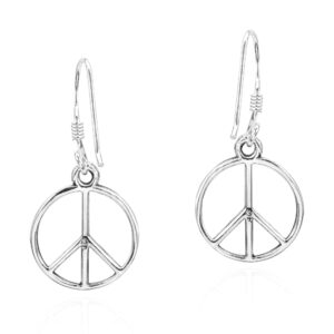 AeraVida 925 Sterling Silver Peace Symbol Dangle Earrings | Minimalist Fashion Earrings for Women