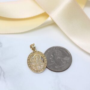 CaliRoseJewelry 10k Saint Joseph Pray for Us Oval Charm Pendant in Yellow Gold