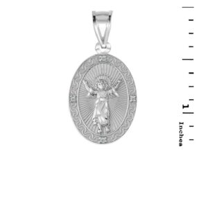 Fine 925 Sterling Silver Cubic Zirconia Divine Child Divino Niño Jesús Medal Pendant