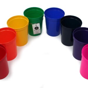 Rolling Sands 16 oz. Reusable Plastic Stadium Cups, 8 Pack, Made in USA, BPA-Free Dishwasher Safe Tumblers, Rainbow