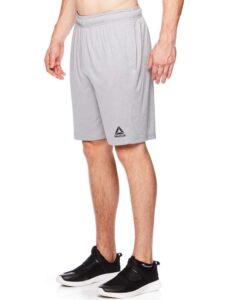 reebok men's drawstring shorts - athletic running & workout short - cruz sleet heather, small