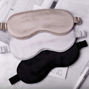 Silk Sleep Mask Light Blocking Luxury 100% Mulberry 19mm Silk Eye Mask Eye Cover Blindfold Ultra Soft Light & Comfy Anti Aging Skin Care with Travel Bag Gift Package