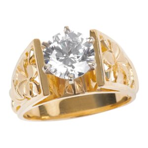 hawaiian heirloom jewelry 14k yellow gold 2 ct cubic zirconia wedding engagement ring (8.5)