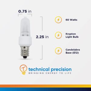 KX60FR/E12 Replacement Bulb for Kichler 5905FST by Technical Precision - 120V 60W Candelabra Base (E12) T3 Replacement Krypton Lamp - Frosted - Warm White - 10 Pack