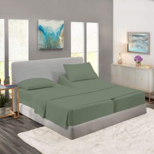 Royal Bliss Split King Sheet Set - 1900 Ultra-Soft Microfiber Split King Bed Sheets - Double Brushed - Deep Pockets - Easy Fit - 5 Piece Set - Bedding Sheets & Pillowcases (Split King, Sage)