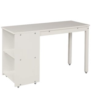 Harper & Bright Designs Low Study Twin Loft Bed with Cabinet and Rolling Portable Desk, White