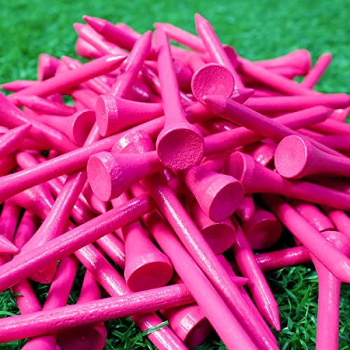 MYKUJA Pink Bamboo 3-1/4 inch Golf Tees (100-Pack) for Women & Girls - Classic Fit, Short Sleeve