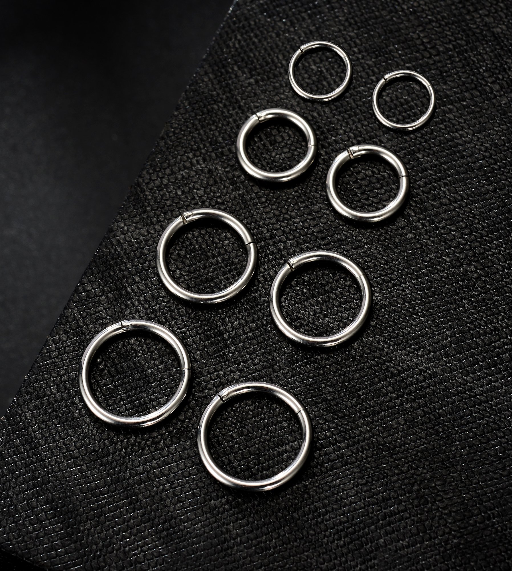 Tornito 8Pcs 18G Stainles Steel Clicker Ring Seamless Lip Nose Daith Cartilage Helix Tragus Hoop Ring