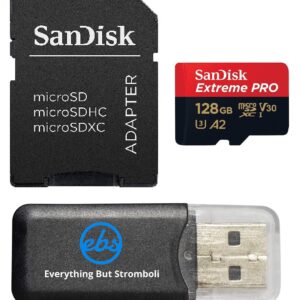 SanDisk 128GB Micro SDXC Extreme Pro Memory Card Bundle Works with GoPro Hero 7 Black, Silver, Hero7 White UHS-1 U3 A2 with (1) Everything But Stromboli (TM) Micro Card Reader