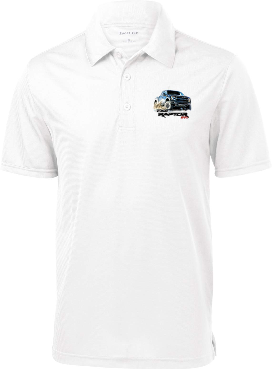 Ford F-150 Raptor Pocket Print Textured Polo, White XL