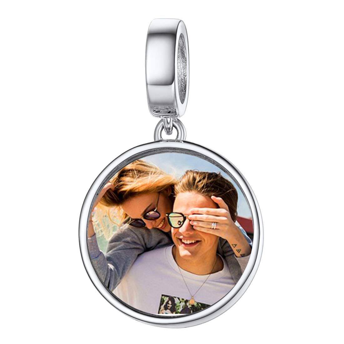 925 Sterling Silver Personalized Photo Charm Fit Bracelet Necklace Customized Image Picture Bead for Women