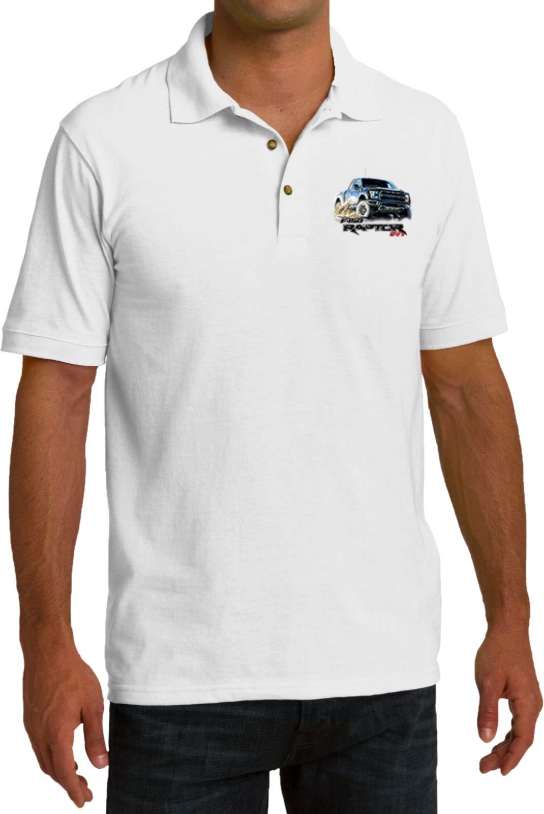 Ford F-150 Raptor Pocket Print Pique Polo, White 4XL