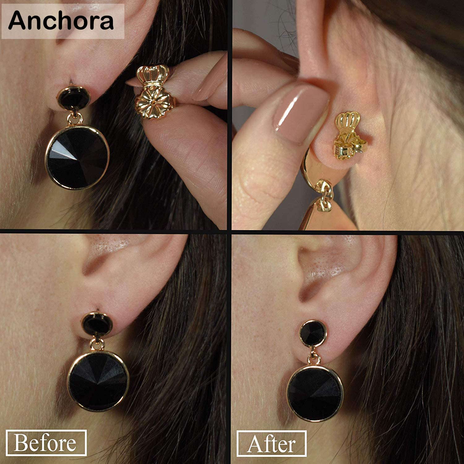 ANCHORA Original Earring Backs for Droopy Ears | Earring Lifters for Heavy Earring | Earing Lifter Backs Backs | Earlobe Secure