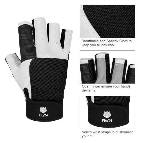 FitsT4 Sports Sailing Gloves 3/4 Finger and Grip Great for Sailing, Yachting, Paddling, Kayaking, Fishing, Dinghying Water Sports for Men and Women Black M