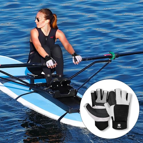 FitsT4 Sports Sailing Gloves 3/4 Finger and Grip Great for Sailing, Yachting, Paddling, Kayaking, Fishing, Dinghying Water Sports for Men and Women Black M