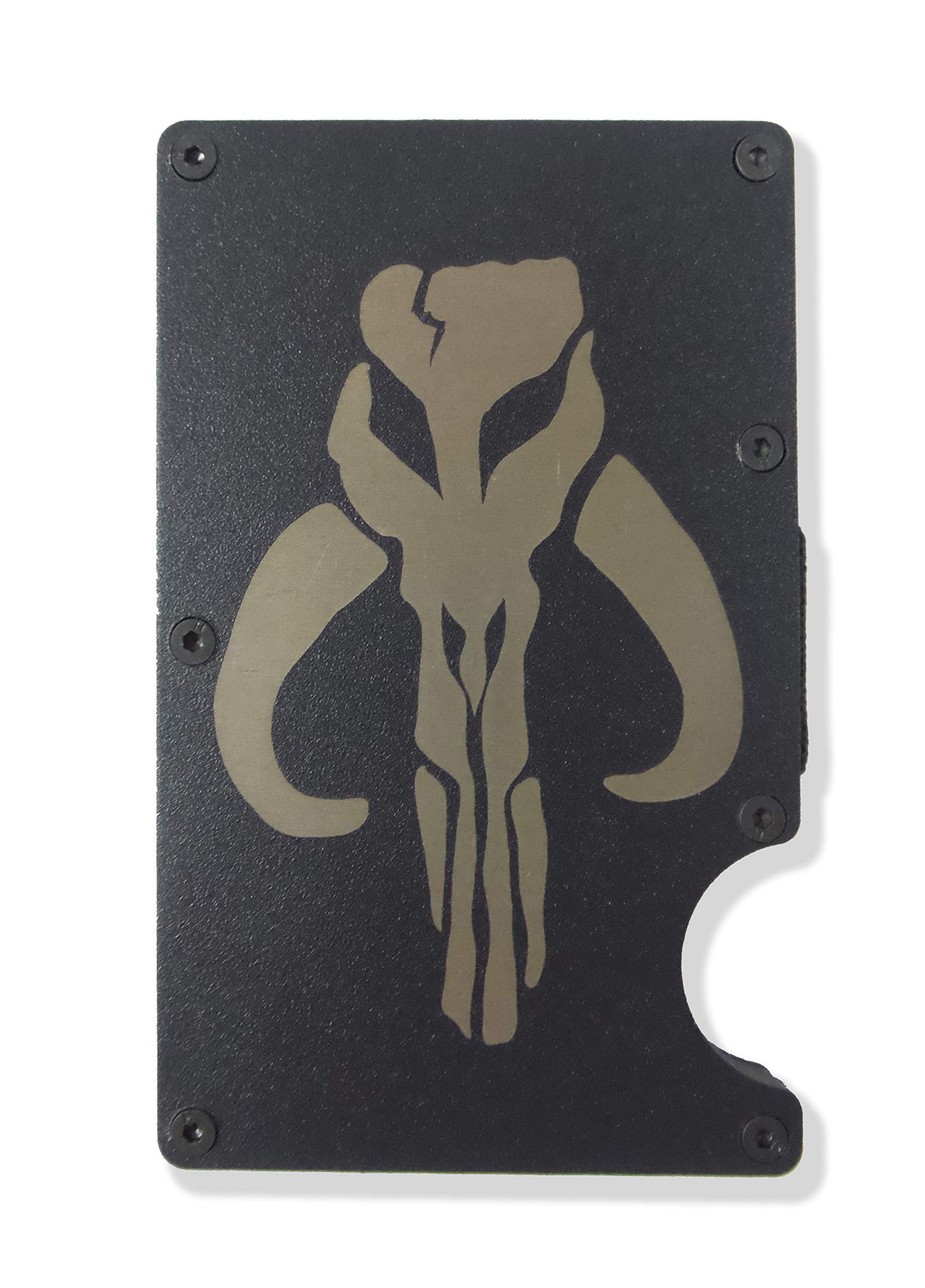 Mandalorian Engraved Metal RFID Blocking Tactical Minimalist Wallet w/Money Clip