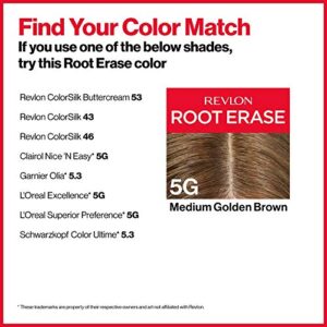 Revlon Permanent Hair Color, Permanent Hair Dye, At-Home Root Erase with Applicator Brush for Multiple Use, 100% Gray Coverage, Medium Golden Brown (5G), 3.2 Fl Oz