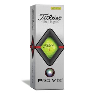 Titleist Pro V1x Golf Balls, Yellow, Standard Play Numbers (1-4), One Dozen