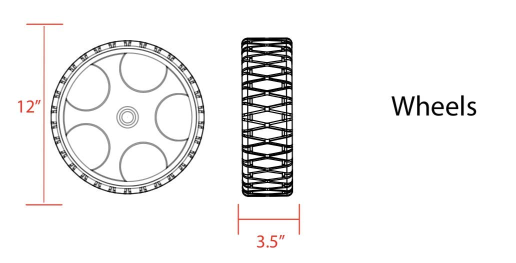 Wilderness Systems 12" No-Flat Wheels, Pair - for Heavy Duty Kayak Cart, Black