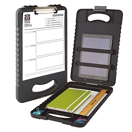 Office Depot® Brand Carry-All Clipboard Storage Box, 15"H x 13"W x 2"D, Charcoal